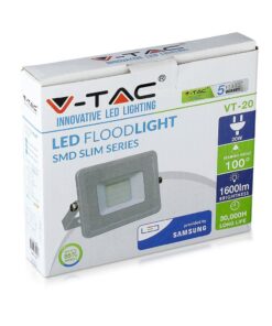 LED Προβολέας 20W V-TAC PRO Samsung Chip Μαύρος 100° 1600lm Λευκός Αδιάβροχος IP65 Φυσικό Λευκό 4000K – 443