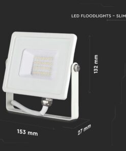 LED Προβολέας 20W V-TAC PRO Samsung Chip Μαύρος 100° 1600lm Λευκός Αδιάβροχος IP65 Φυσικό Λευκό 4000K – 443