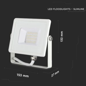 LED Προβολέας 20W V-TAC PRO Samsung Chip Μαύρος 100° 1600lm Λευκός Αδιάβροχος IP65 Φυσικό Λευκό 4000K – 443
