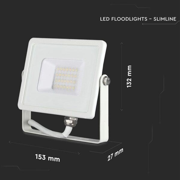 LED Προβολέας 20W V-TAC PRO Samsung Chip Μαύρος 100° 1600lm Λευκός Αδιάβροχος IP65 Φυσικό Λευκό 4000K – 443