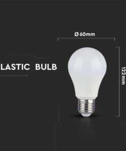 Πλαστική λάμπα LED, διαστάσεων 60mm x 122mm, για φωτισμό υψηλής απόδοσης και χαμηλής κατανάλωσης.