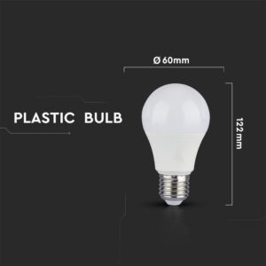 Πλαστική λάμπα LED, διαστάσεων 60mm x 122mm, για φωτισμό υψηλής απόδοσης και χαμηλής κατανάλωσης.
