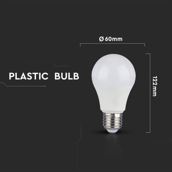 Πλαστική λάμπα LED, διαστάσεων 60mm x 122mm, για φωτισμό υψηλής απόδοσης και χαμηλής κατανάλωσης.