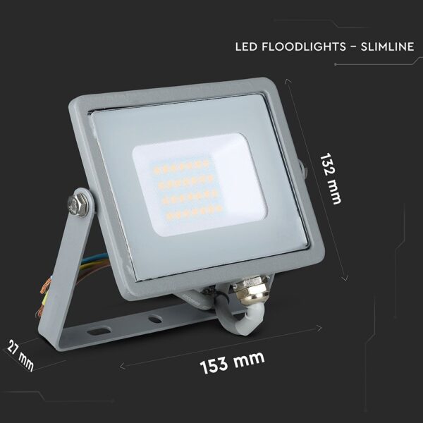 LED Προβολέας 20W V-TAC PRO Samsung Chip Μαύρος 100° 1600lm Γκρι Αδιάβροχος IP65 Θερμό Λευκό 3000K – 445