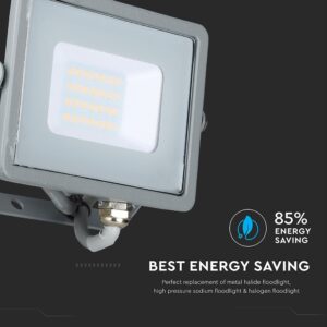 LED Προβολέας 20W V-TAC PRO Samsung Chip Μαύρος 100° 1600lm Γκρι Αδιάβροχος IP65 Θερμό Λευκό 3000K – 445