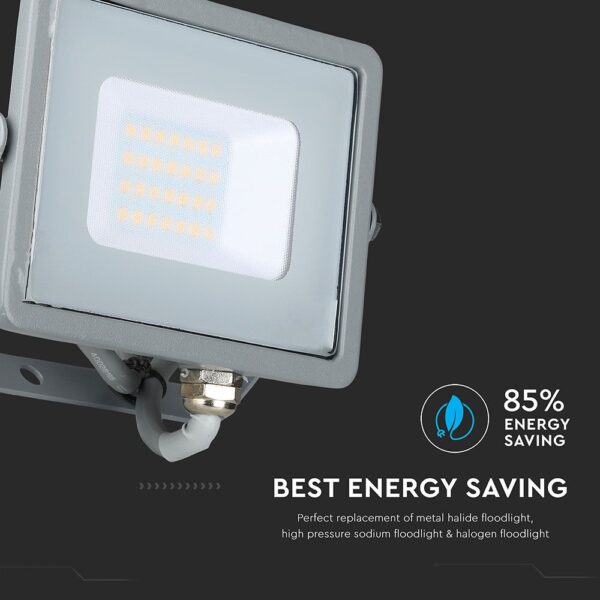 LED Προβολέας 20W V-TAC PRO Samsung Chip Μαύρος 100° 1600lm Γκρι Αδιάβροχος IP65 Θερμό Λευκό 3000K – 445
