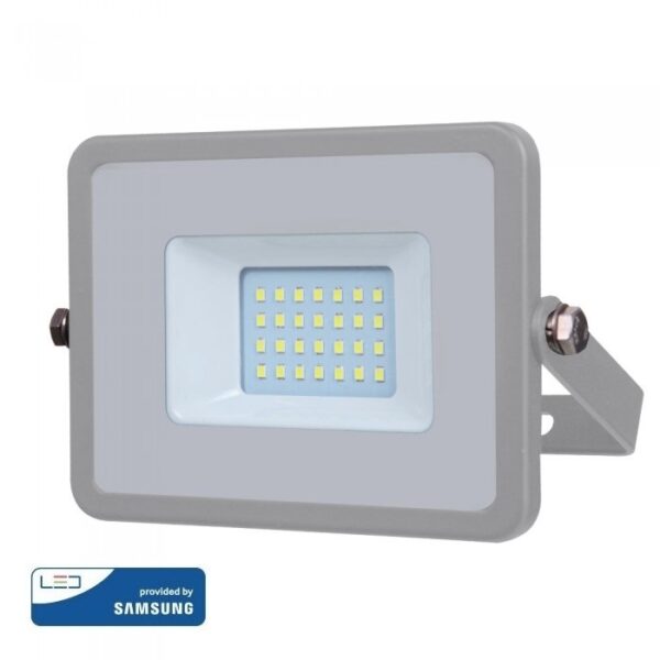 LED Προβολέας 20W V-TAC PRO Samsung Chip Μαύρος 100° 1600lm Γκρι Αδιάβροχος IP65 Φυσικό Λευκό 4000K - 446