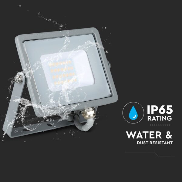 LED Προβολέας 20W V-TAC PRO Samsung Chip Μαύρος 100° 1600lm Γκρι Αδιάβροχος IP65 Θερμό Λευκό 3000K – 445