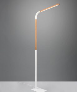 Φωτιστικό Δαπέδου NORRIS Trio Lighting LED 11W 1400lm 3000K Step Dimmable Λευκό Ματ & Ξύλο – 445210131