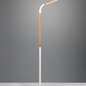 Φωτιστικό Δαπέδου NORRIS Trio Lighting LED 11W 1400lm 3000K Step Dimmable Λευκό Ματ & Ξύλο – 445210131
