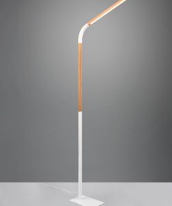 Φωτιστικό Δαπέδου NORRIS Trio Lighting LED 11W 1400lm 3000K Step Dimmable Λευκό Ματ & Ξύλο – 445210131