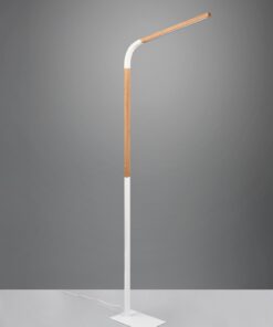 Φωτιστικό Δαπέδου NORRIS Trio Lighting LED 11W 1400lm 3000K Step Dimmable Λευκό Ματ & Ξύλο – 445210131
