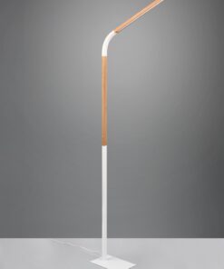 Φωτιστικό Δαπέδου NORRIS Trio Lighting LED 11W 1400lm 3000K Step Dimmable Λευκό Ματ & Ξύλο – 445210131