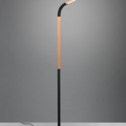 Φωτιστικό Δαπέδου NORRIS Trio Lighting LED 11W 1400lm 3000K Step Dimmable Μαύρο Ματ & Ξύλο – 445210132