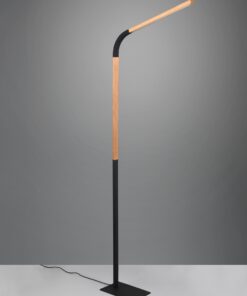 Φωτιστικό Δαπέδου NORRIS Trio Lighting LED 11W 1400lm 3000K Step Dimmable Μαύρο Ματ & Ξύλο – 445210132