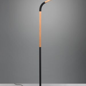 Φωτιστικό Δαπέδου NORRIS Trio Lighting LED 11W 1400lm 3000K Step Dimmable Μαύρο Ματ & Ξύλο – 445210132