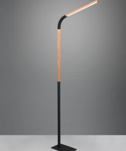 Φωτιστικό Δαπέδου NORRIS Trio Lighting LED 11W 1400lm 3000K Step Dimmable Μαύρο Ματ & Ξύλο – 445210132