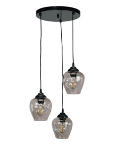 InLight Κρεμαστό φωτιστικό από μαύρο μέταλλο και φιμέ γυαλί (4474-3-BL)