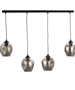 InLight Κρεμαστό φωτιστικό από μαύρο μέταλλο και φιμέ γυαλί (4474-4-BL ΡΑΓΑ)