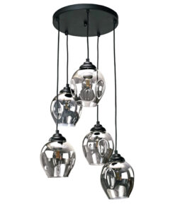 InLight Κρεμαστό φωτιστικό από μαύρο μέταλλο και φιμέ γυαλί (4474-5-BL)