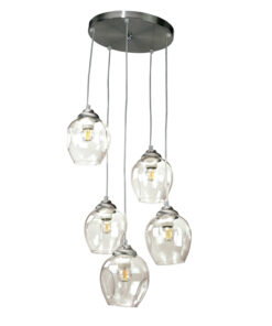 InLight Κρεμαστό φωτιστικό από νίκελ ματ μέταλλο και διάφανο γυαλί (4474-5-NM)