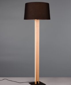 Φωτιστικό Δαπέδου RAHUL Ξύλο & Μαύρο Ματ Αμπαζουρ Trio Lighting LED 10W1200lm 3000K Dimmable Αφής & 1x E27 – 447610232