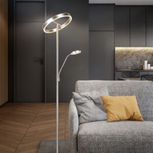 Φωτιστικό Δαπέδου Νίκελ Ματ WILLIS LED 44W 5150lm CCT Dimmable Trio Lighting – 449510207