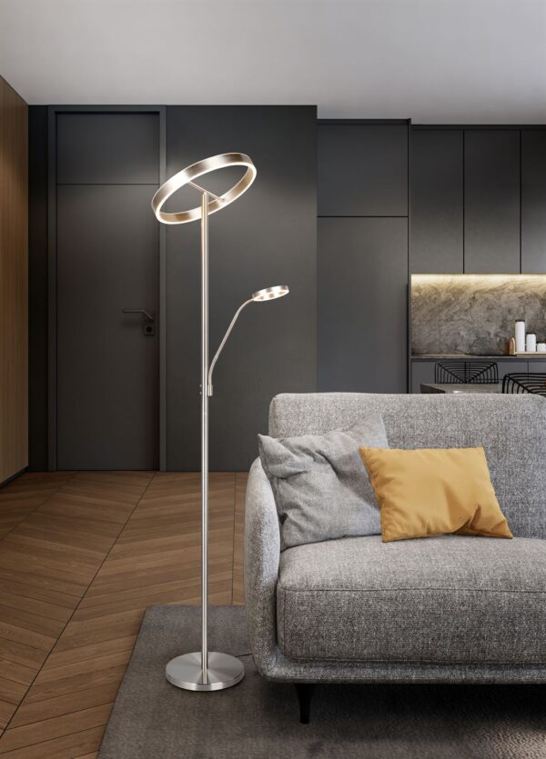 Φωτιστικό Δαπέδου Νίκελ Ματ WILLIS LED 44W 5150lm CCT Dimmable Trio Lighting – 449510207