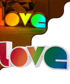 GloboStar® 76551 Μοντέρνο Επιτραπέζιο Διακοσμητικό Φωτιστικό LED Σήμανσης RAINBOW LOVE 2W με Διακόπτη On/Off & Καλώδιο Τροφοδοσίας USB – Μπαταρίας 3xAAA (Δεν Περιλαμβάνονται) Ψυχρό Λευκό 6000K