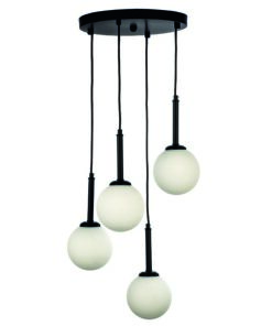 InLight Κρεμαστό φωτιστικό από μαύρο μέταλλο και λευκή οπαλίνα (4514-4 ΡΟΖΕΤΑ)