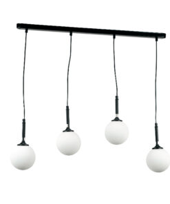 InLight Κρεμαστό φωτιστικό από μαύρο μέταλλο και λευκή οπαλίνα (4514-4 ΡΑΓΑ)