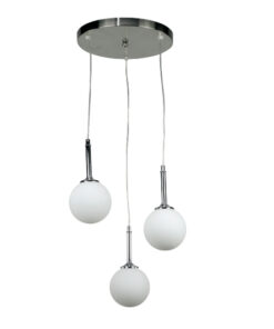 InLight Κρεμαστό φωτιστικό από χρώμιο μέταλλο και λευκή οπαλίνα (4515-3 ΡΟΖΕΤΑ)