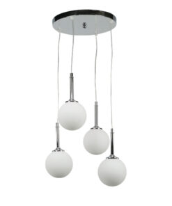 InLight Κρεμαστό φωτιστικό από χρώμιο μέταλλο και λευκή οπαλίνα (4515-4 ΡΟΖΕΤΑ)