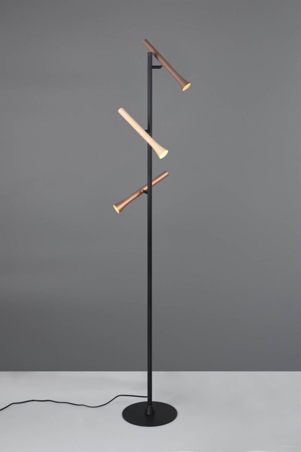 Φωτιστικό Δαπέδου Μαύρο με 3 Σποτ Καφέ-Fawn-Τaupe Fiato Trio Lighting LED 9W CCT 1200lm Dimmable – 452010317