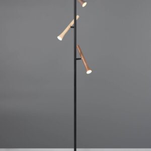 Φωτιστικό Δαπέδου Μαύρο με 3 Σποτ Καφέ-Fawn-Τaupe Fiato Trio Lighting LED 9W CCT 1200lm Dimmable – 452010317