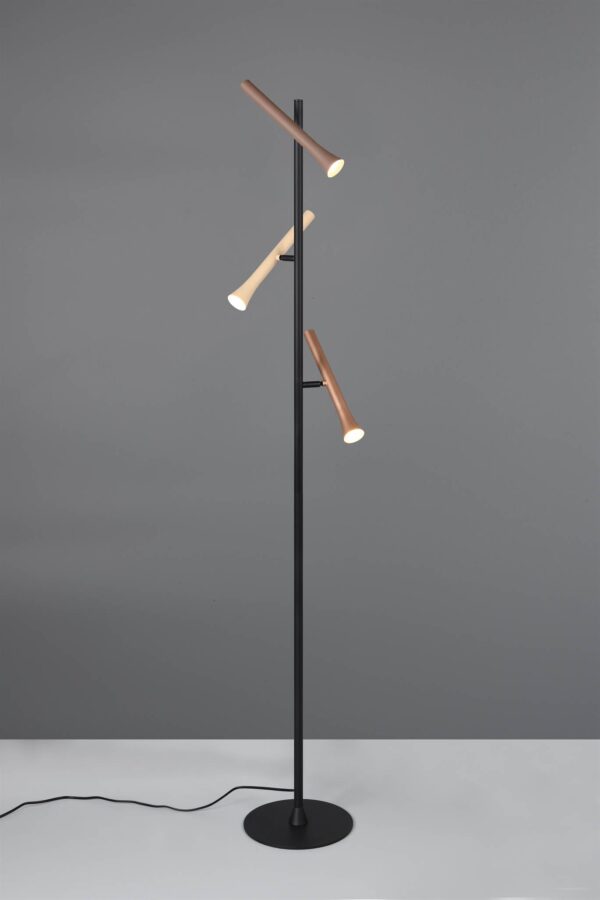 Φωτιστικό Δαπέδου Μαύρο με 3 Σποτ Καφέ-Fawn-Τaupe Fiato Trio Lighting LED 9W CCT 1200lm Dimmable – 452010317