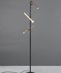 Φωτιστικό Δαπέδου Μαύρο με 3 Σποτ Καφέ-Fawn-Τaupe Fiato Trio Lighting LED 9W CCT 1200lm Dimmable – 452010317