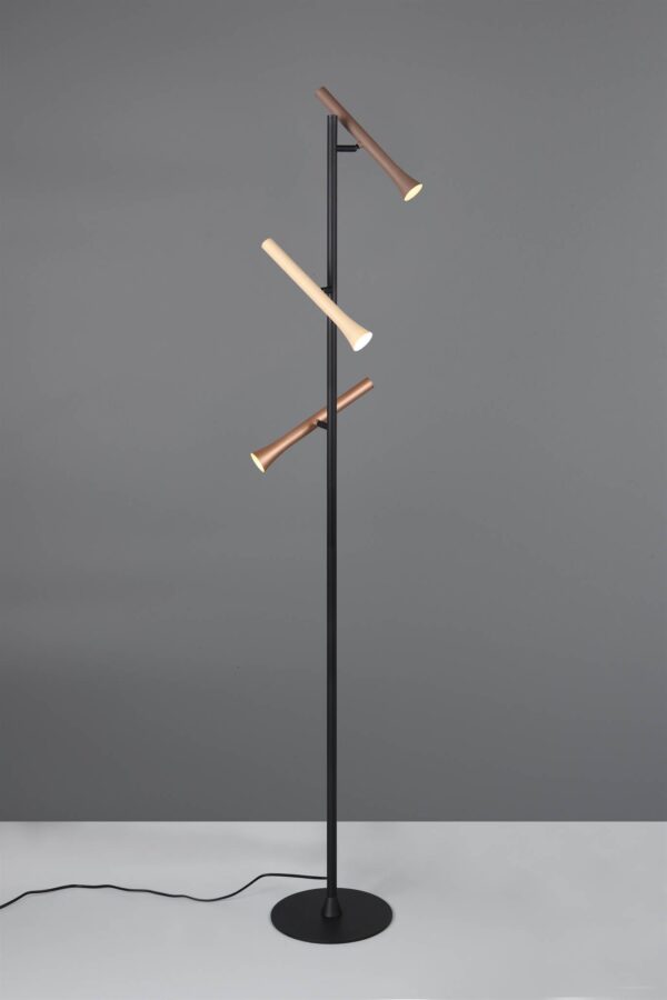 Φωτιστικό Δαπέδου Μαύρο με 3 Σποτ Καφέ-Fawn-Τaupe Fiato Trio Lighting LED 9W CCT 1200lm Dimmable – 452010317