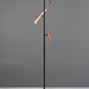 Φωτιστικό Δαπέδου Μαύρο με 3 Σποτ Καφέ-Fawn-Τaupe Fiato Trio Lighting LED 9W CCT 1200lm Dimmable – 452010317