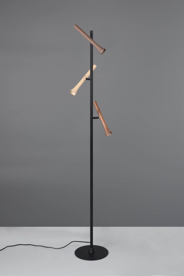 Φωτιστικό Δαπέδου Μαύρο με 3 Σποτ Καφέ-Fawn-Τaupe Fiato Trio Lighting LED 9W CCT 1200lm Dimmable – 452010317