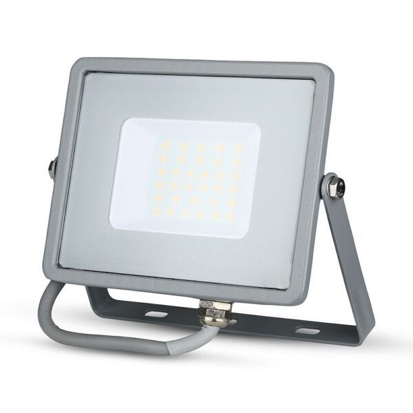 LED Προβολέας 30W V-TAC PRO Samsung Chip  100° 2400lm Γκρι Αδιάβροχος IP65 Φυσικό Λευκό 4000K – 455
