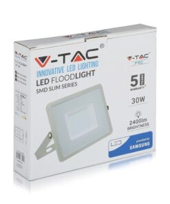 LED Προβολέας 30W V-TAC PRO Samsung Chip 100° 2400lm Γκρι Αδιάβροχος IP65 Φυσικό Λευκό 4000K – 455