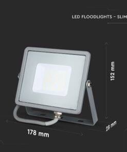 LED Προβολέας 30W V-TAC PRO Samsung Chip 100° 2400lm Γκρι Αδιάβροχος IP65 Φυσικό Λευκό 4000K – 455