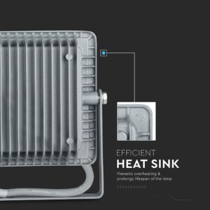 LED Προβολέας 30W V-TAC PRO Samsung Chip  100° 2400lm Γκρι Αδιάβροχος IP65 Φυσικό Λευκό 4000K – 455