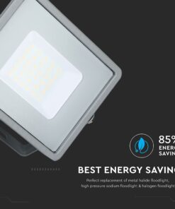 LED Προβολέας 30W V-TAC PRO Samsung Chip 100° 2400lm Γκρι Αδιάβροχος IP65 Φυσικό Λευκό 4000K – 455