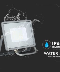 LED Προβολέας 30W V-TAC PRO Samsung Chip 100° 2400lm Γκρι Αδιάβροχος IP65 Φυσικό Λευκό 4000K – 455