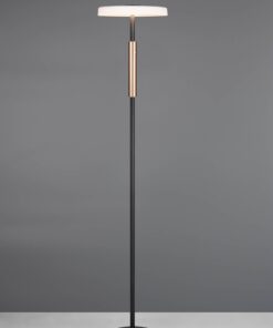 Φωτιστικό Δαπέδου Μαύρο+Ξύλο με Φιμέ Γυαλί CELESTE LED 15W 1750lm Dimmable Αφής 3000K Trio Lighting – 454910132