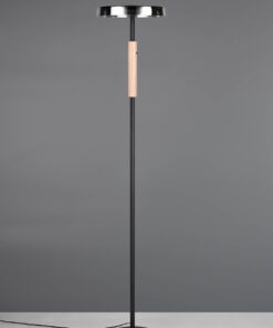 Φωτιστικό Δαπέδου Μαύρο+Ξύλο με Φιμέ Γυαλί CELESTE LED 15W 1750lm Dimmable Αφής 3000K Trio Lighting – 454910132