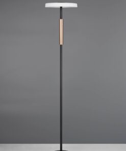 Φωτιστικό Δαπέδου Μαύρο+Ξύλο με Φιμέ Γυαλί CELESTE LED 15W 1750lm Dimmable Αφής 3000K Trio Lighting – 454910132