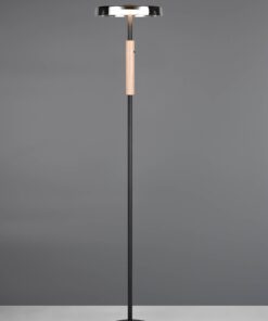 Φωτιστικό Δαπέδου Μαύρο+Καφέ με Λευκό Γυαλί CELESTE LED 15W 1750lm Dimmable Αφής 3000K Trio Lighting – 454910165